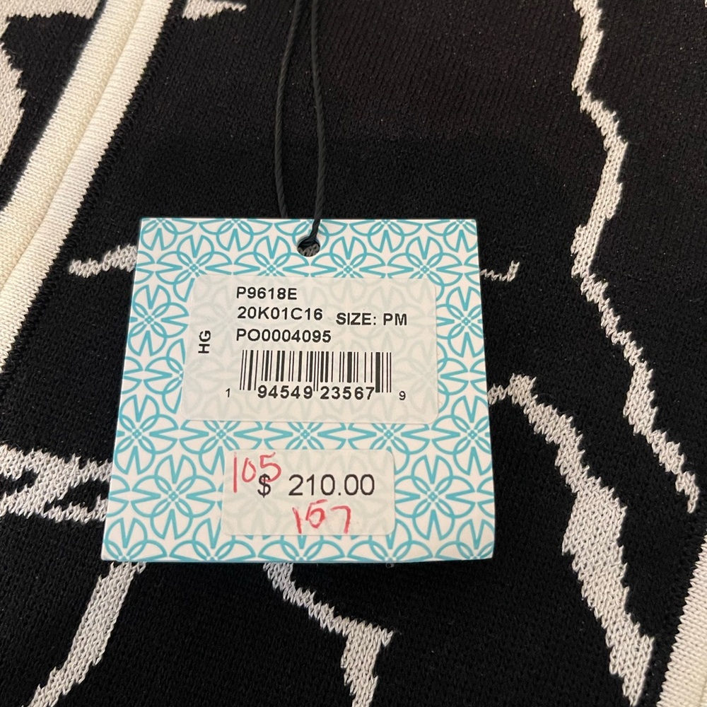 Ming Wang Black and White Midi Dress